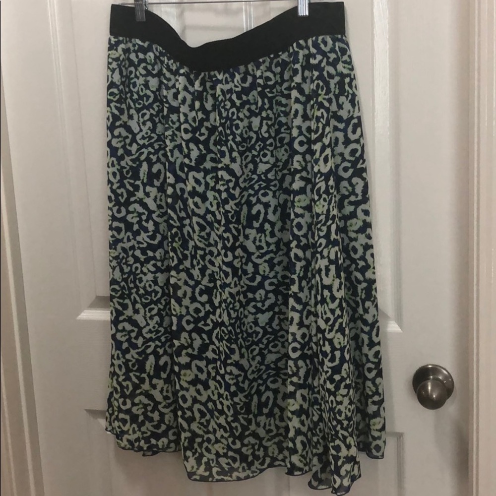 LAST CHANCE LuLaRoe Blue/Green Leopard Print Midi Skirt Sz 2X
